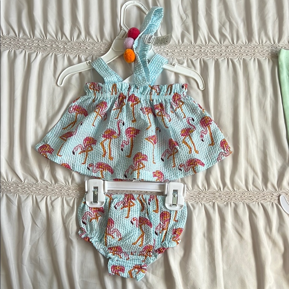 NWT Flamingo Print Kids Outfit Set 3 piece set